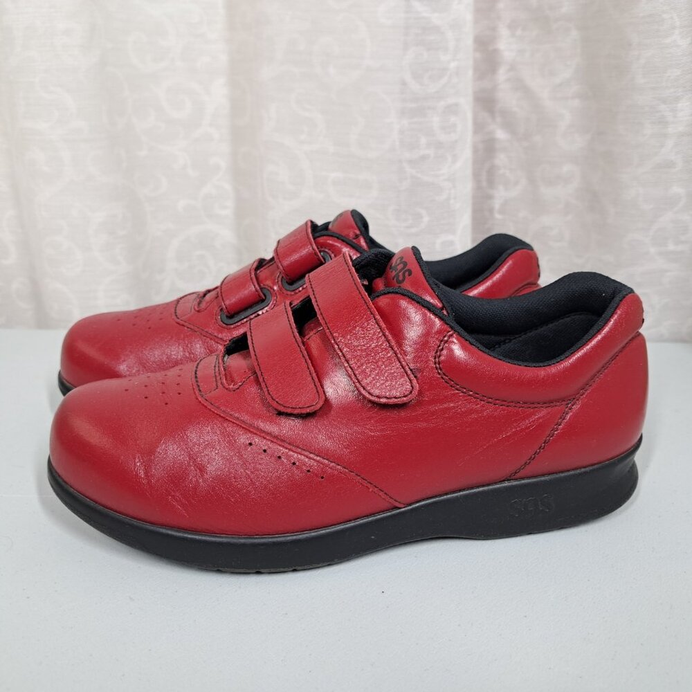 SAS Me Too EZ-Strap Shoes Sneakers Womens Size 7 Wide Red Walking Tripad Comfort